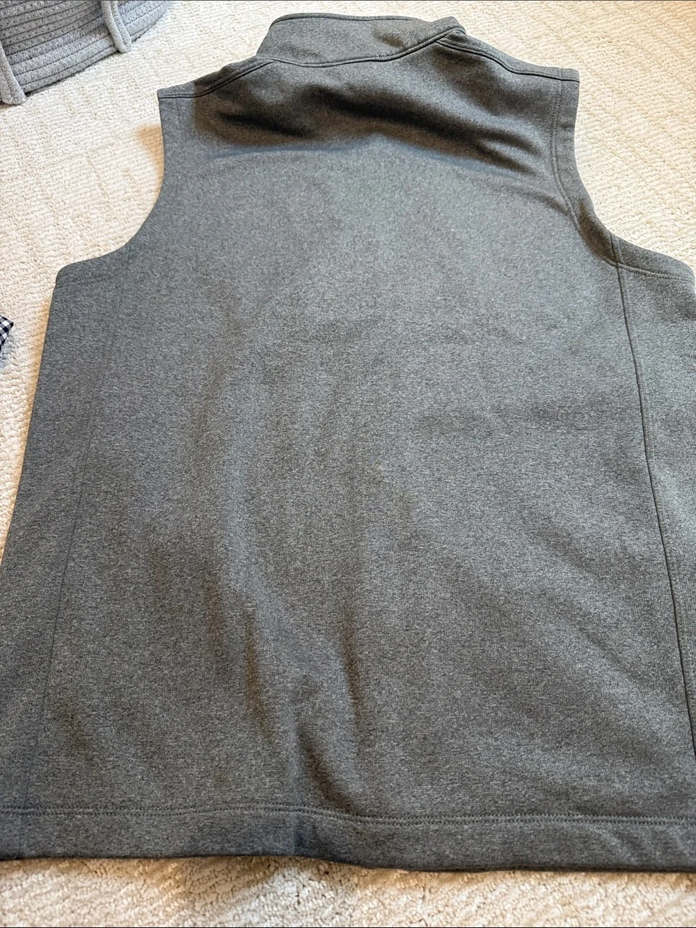 The North Face Gray Fleece Vest with Yellow Zip Accent
